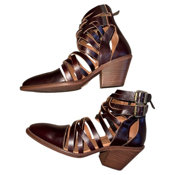 Veracruz by Sundance Leather Strappy Heeled Boots NWOB Sz 37 - Picture 2 of 8